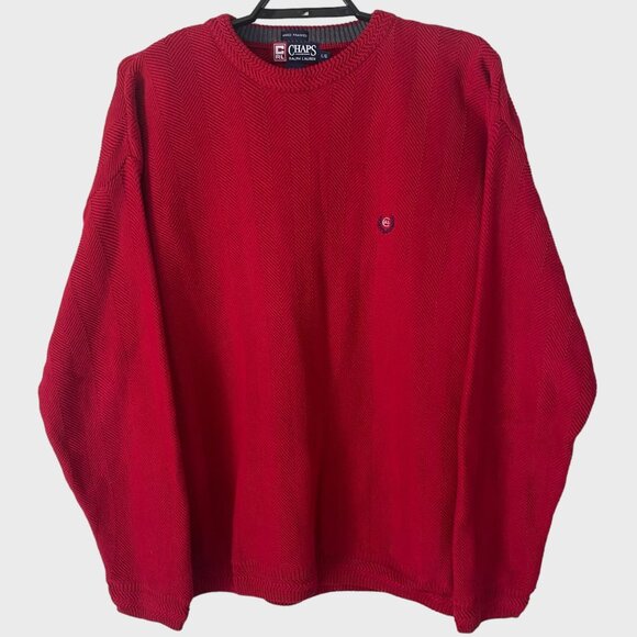 Vintage Chaps Ralph Lauren Crewneck Sweater Red Men's Large Hand Framed Knitwear - Picture 1 of 12